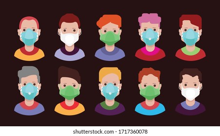Avatars with medical face mask Surgical masks, face mask 