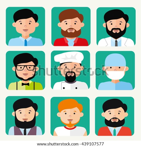 Avatars Men Different Professions Hairstyles Shapes Stock Vector