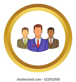 Avatars men vector icon in golden circle, cartoon style isolated on white background