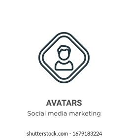 Avatars outline vector icon. Thin line black avatars icon, flat vector simple element illustration from editable social concept isolated stroke on white background