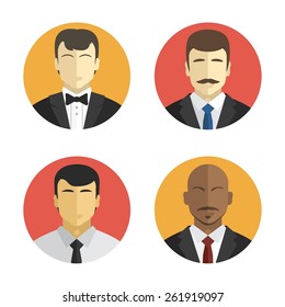 avatars of people in costumes of different nationalities. Flat design