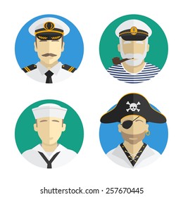 Avatars people profession. sailor. Vector flat design 