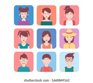 Los avatares de personas establecen ilustraciones vectoriales aisladas. fácil de editar y utilizar