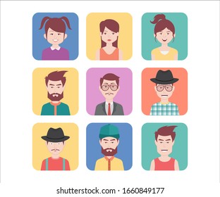 Los avatares de personas establecen ilustraciones vectoriales aisladas. fácil de editar y utilizar