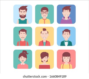 Los avatares de personas establecen ilustraciones vectoriales aisladas. fácil de editar y utilizar