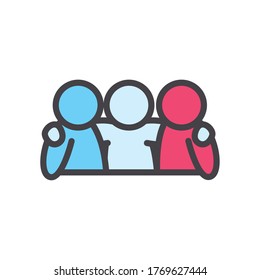 Avatars persons friends hugging line and fill style icon design of friendship and love theme Vector illustration