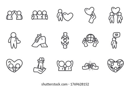 Avatars persons friends line style icon set design of friendship and love theme Vector illustration
