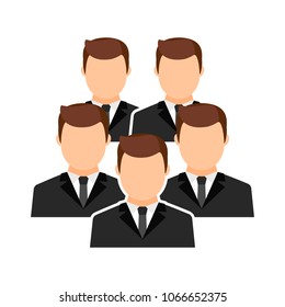 Avatars, portraits of men without faces in suit and tie. Collective, team. Vector flat illustration.