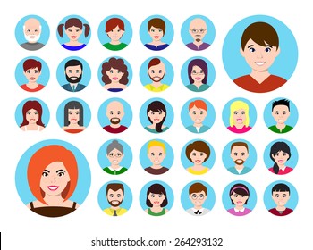 Avatars set of 29 icons. Flat design 