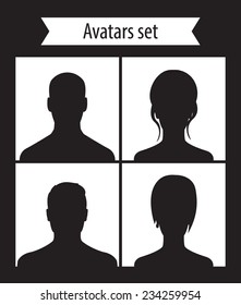 Avatars set dark vector illustration, eps10, easy to edit
