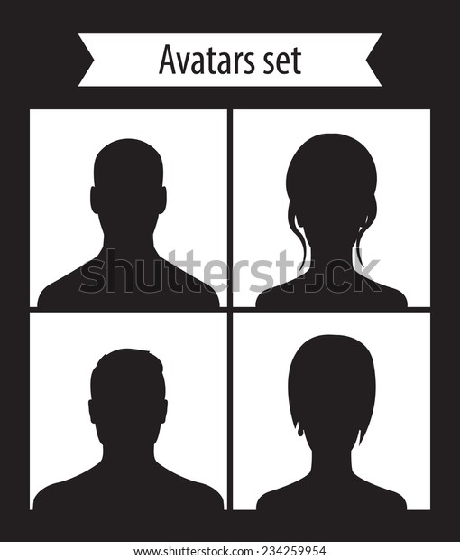 Avatars Set Dark Vector Illustration Eps10 Stock Vector (Royalty Free ...