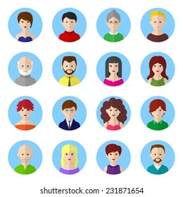 Avatars set. Flat design 