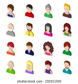 Avatars set isometric colored user icons