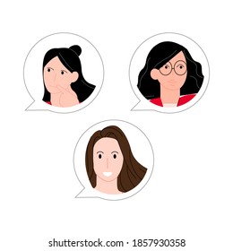 Avatars set on white background vector illustration cartoon flat design modern style 