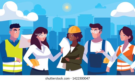Avatars set of professional workers design