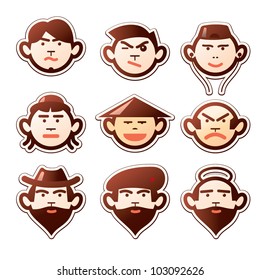 Avatars - set of various cartoon  faces and emotions