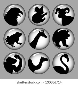 Avatars vector - animal silhouette 2 Icons in monochrome. Good use for symbol, icon, button or any design you want. Easy to use because each item is a group.