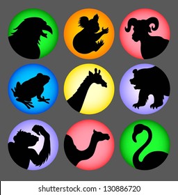 Avatars vector - animal silhouette 2 icons. Black shadow symbol animal character. Use for any design you want. Easy to use.