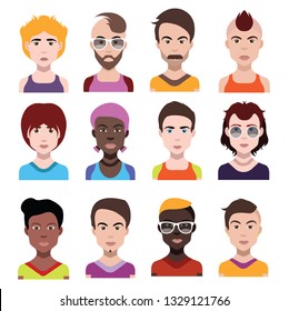 Avatars, vector illustration of flat design people characters