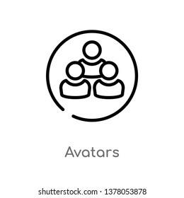 avatars vector line icon. Simple element illustration. avatars outline icon from social concept. Can be used for web and mobile