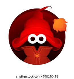 Avatars of wizard in big magician hat. Cartoon magic little man. Vector illustration.