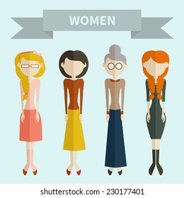 avatars women. Flat style icons