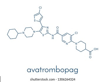 Avatrombopag thrombocytopenia drug molecule. Skeletal formula.