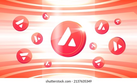 Avax coin cryptocurrency on abstract technology background.