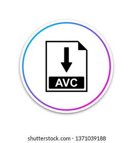 AVC file document icon. Download AVC button icon isolated on white background. Circle white button. Vector Illustration