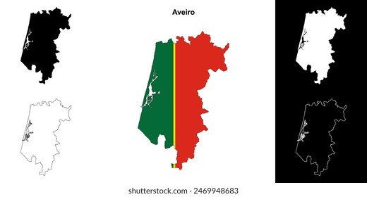 Aveiro district outline map set