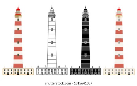 Aveiro lighthouse in front view, Portugal