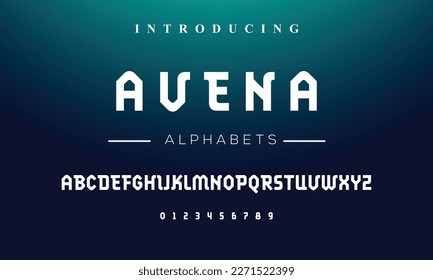 Fuente mínima de AVENA creativa abstracta moderna. Tipografía única de moda letra mayúscula tipografía técnica negrita. Ilustración del vector