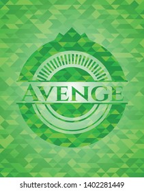 Avenge green emblem with triangle mosaic background. Vector Illustration. Detailed.