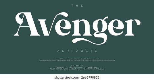 Avenger Creative Logo Sport moderne Schriftart. Typografie, abstrakte Technologie, Mode, digitale, zukünftige Technologie Logos Schriftarten. Vektorgrafik