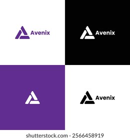 "Avenix - A Modern and Geometric Logo Design Featuring a Bold Triangle Symbol, Perfect for Innovative Branding, Corporate Identities, and Creative Business Ventures"

