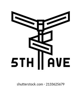 avenue 5th line icon vector. avenue 5th sign. isolated contour symbol black illustration