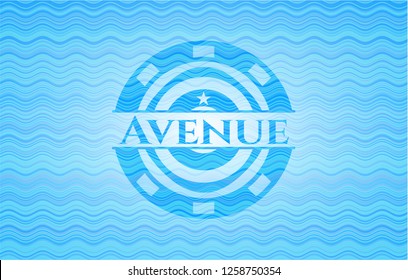 Avenue sky blue water badge.