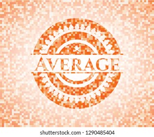 Average abstract emblem, orange mosaic background