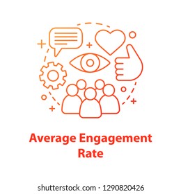 Average audience engagement rate concept icon. SMM metrics, tools. Social media measurement and analytics idea thin line illustration. Vector isolated outline drawing