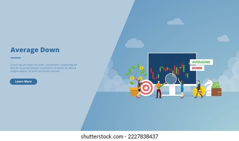 average down stock market concept for website landing homepage template banner or slide presentation cover