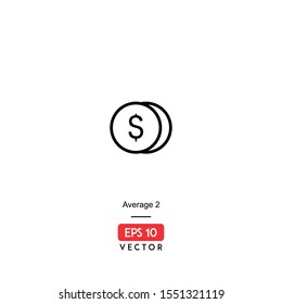 Average Icon. Ecommerce Isolated On White Background. With Line Style. Price Icon. EPS10 - Vector