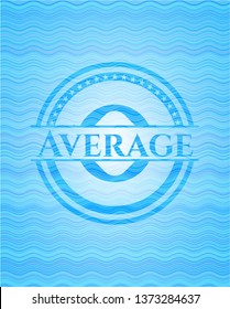 Average sky blue water wave badge background.