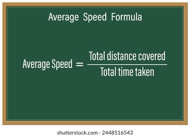Average Speed Formula Formula on a green chalkboard. Education. Science. Formula. Vector illustration.