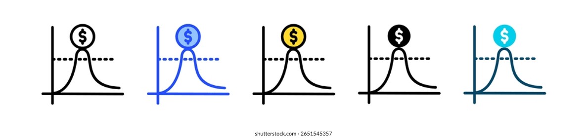 Coleção De Ícones De Valor Médio Com Vários Estilos