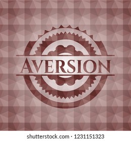 Aversion red polygonal badge. Seamless.