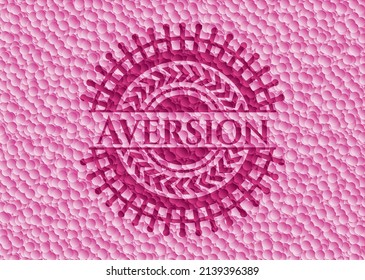 Aversion retro style pink emblem with bubbles background. Vector Illustration. Detailed. 