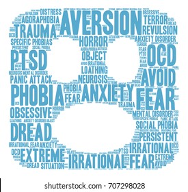 Aversion word cloud on a white background. 