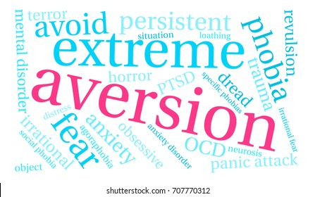 Aversion word cloud on a white background. 