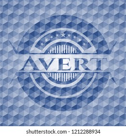 Avert blue polygonal badge.