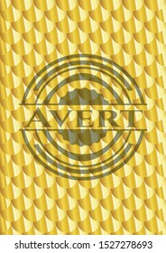 Avert gold emblem. Scales pattern. Vector Illustration. Detailed.